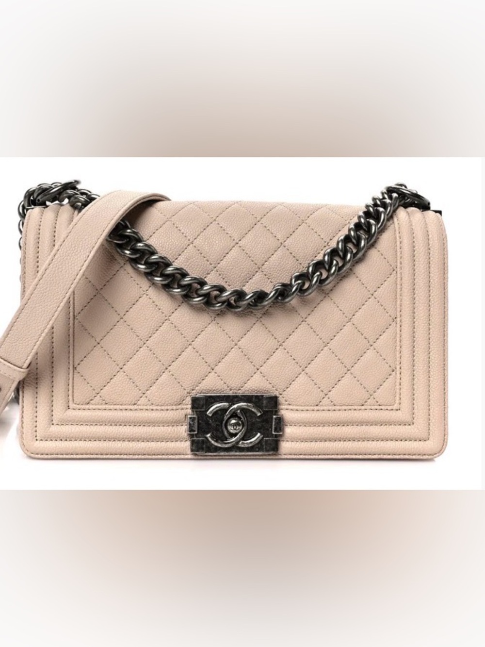 Chanel Caviar Quilted Medium Boy Flap Beige